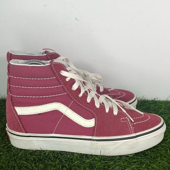 VANS Skateboard Hi Top Sneakers Suede Burgundy Red Shoe Women size 7 - Picture 3 of 8